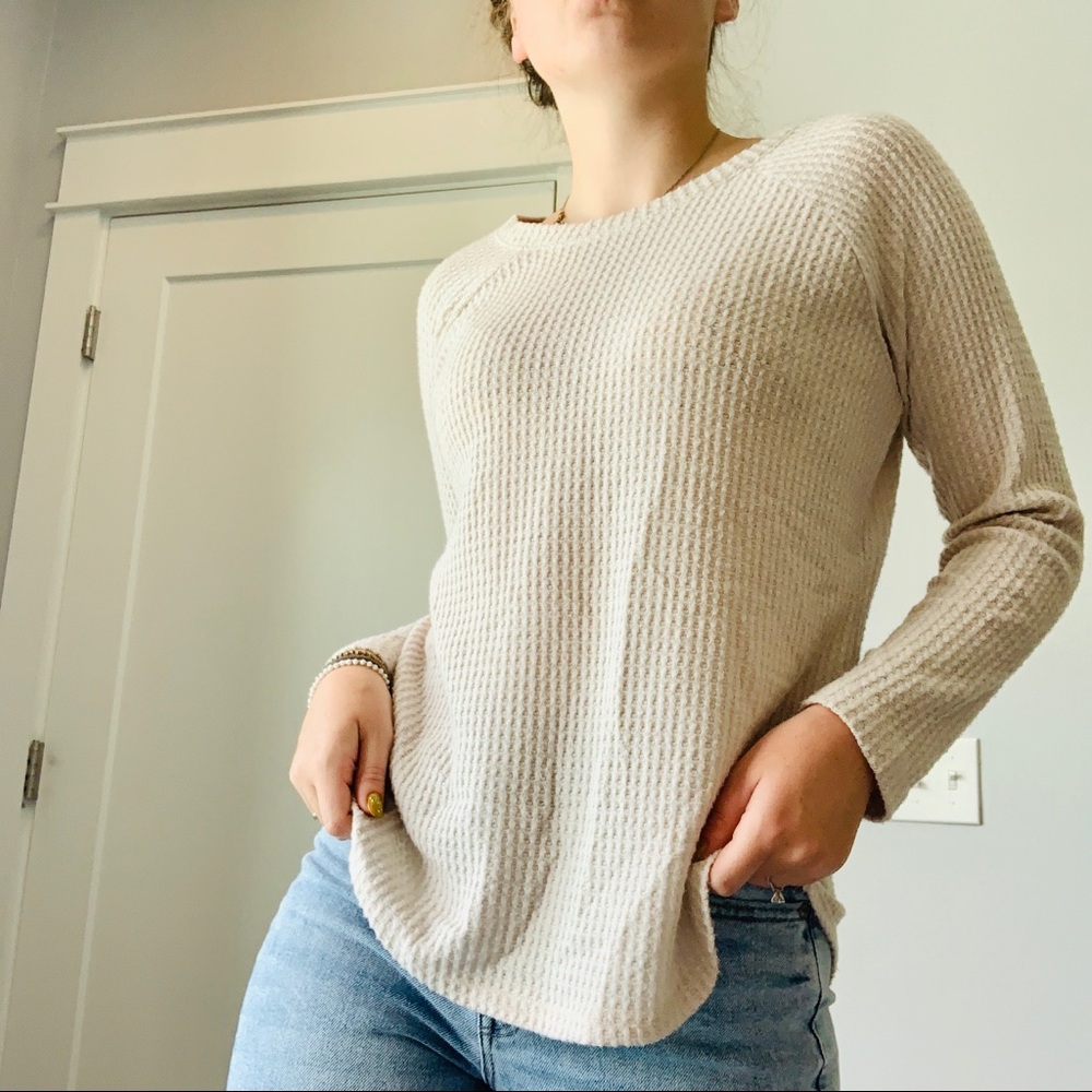 American Eagle waffle knit off white long sleeve